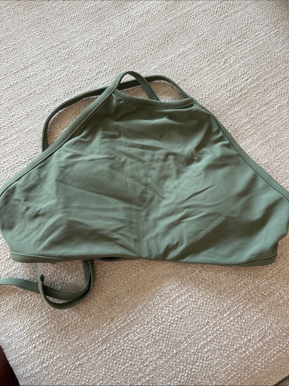 aerie Olive Green High-Neck Swim Top